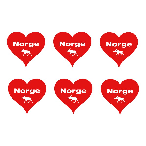 Norge Heart Stickers (Set of 6)