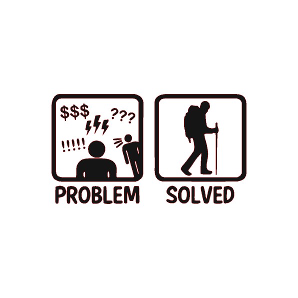 Problem løst - gå/fottur-klistremerke