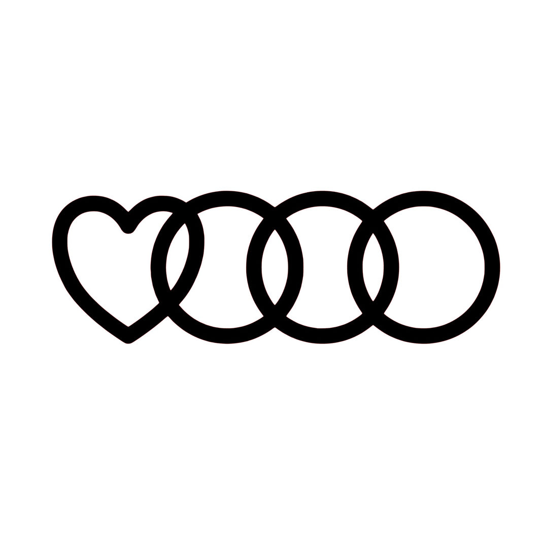 Audi-logo med hjerte-klistremerke